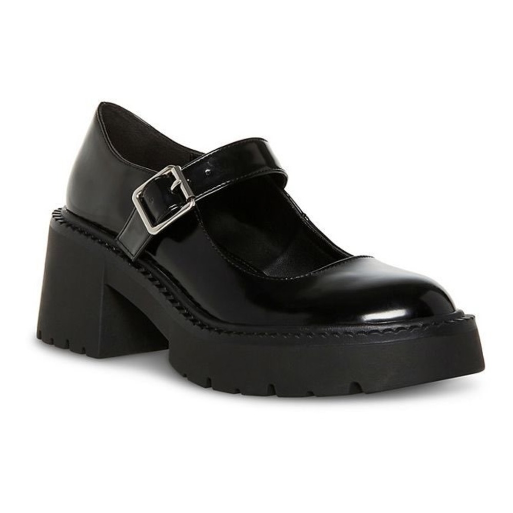 Madden Girl Y2K Black Patent Chunky Platform Mary Jane Heels Women's Size 8.5